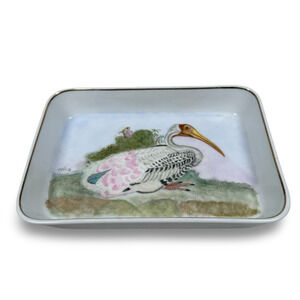 Vintage Noritake Tray Dish 9" Countryside White Birds Hand Painted Rectangular